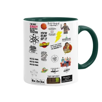 The Big Bang Theory pattern, Mug colored green, ceramic, 330ml