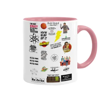 The Big Bang Theory pattern, Mug colored pink, ceramic, 330ml