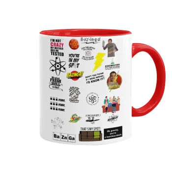 The Big Bang Theory pattern, Mug colored red, ceramic, 330ml
