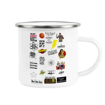 The Big Bang Theory pattern, Metallic enamel cup white 360ml