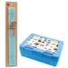 Easter Set, children's snack container BLUE & Easter aromatic flat candle (30cm) (TURQUOISE)