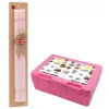 Easter Set, children's snack container PINK & scented flat Easter candle (30cm) (PINK)