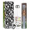 Easter candle, metallic white thermos bottle (500ml) & aromatic flat candle (30cm) (GRAY)