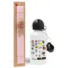 Easter Set, metallic aluminum bottle (500ml) & aromatic flat Easter candle (30cm) (PINK)