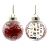 Transparent Christmas tree ball ornament with red filling 8cm