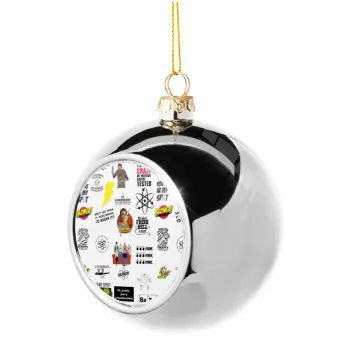 The Big Bang Theory pattern, Silver 8cm Christmas tree ball ornament