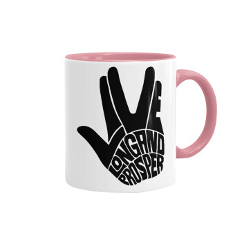 Star Trek Long and Prosper, Mug colored pink, ceramic, 330ml