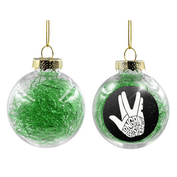 Star Trek Long and Prosper, Χριστουγεννιάτικη μπάλα δένδρου διάφανη με πράσινο γέμισμα 8cm