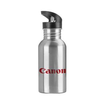 Canon, Παγούρι νερού Ασημένιο με καλαμάκι, ανοξείδωτο ατσάλι 600ml
