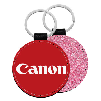 Canon, Μπρελόκ Δερματίνη, στρογγυλό ΡΟΖ (5cm)