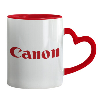 Canon, Κούπα καρδιά χερούλι κόκκινη, κεραμική, 330ml