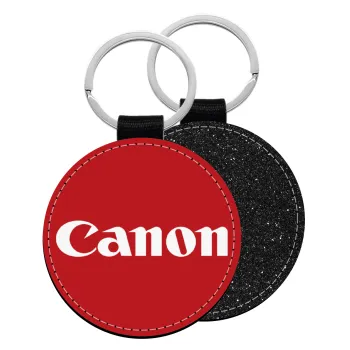 Canon, Μπρελόκ Δερματίνη, στρογγυλό ΜΑΥΡΟ (5cm)