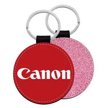 Canon, Μπρελόκ Δερματίνη, στρογγυλό ΡΟΖ (5cm)