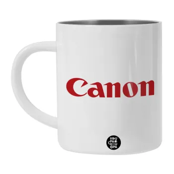 Canon, Λευκή Ανοξείδωτη Μεταλλική Κούπα 450ml - Διπλού Τοιχώματος 
