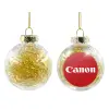 Transparent Christmas tree ball ornament with gold filling 8cm