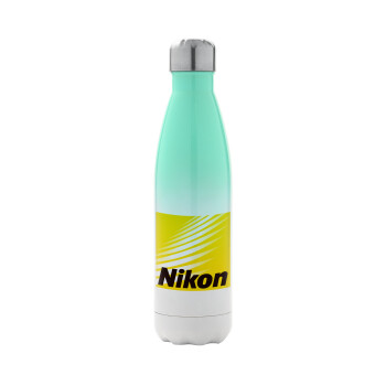 Nikon, Μεταλλικό παγούρι θερμός Πράσινο/Λευκό (Stainless steel), διπλού τοιχώματος, 500ml