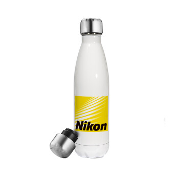 Nikon, Μεταλλικό παγούρι θερμός Λευκό (Stainless steel), διπλού τοιχώματος, 500ml