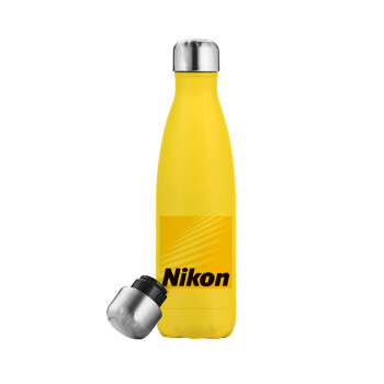 Nikon, Μεταλλικό παγούρι θερμός Κίτρινος (Stainless steel), διπλού τοιχώματος, 500ml