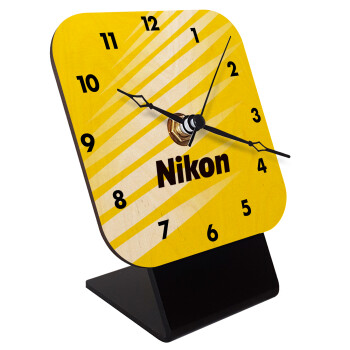 Nikon, Quartz Table clock in natural wood (10cm)
