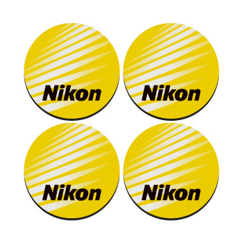 Nikon, SET of 4 round wooden coasters (9cm)