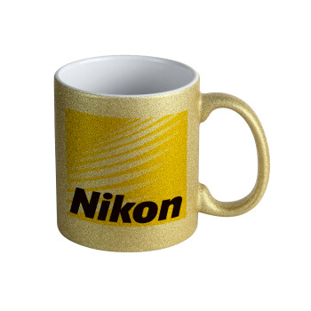 Nikon, Κούπα Χρυσή Glitter που γυαλίζει, κεραμική, 330ml