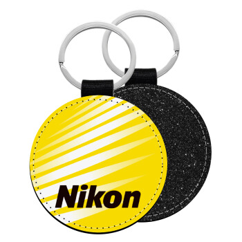 Nikon, Μπρελόκ Δερματίνη, στρογγυλό ΜΑΥΡΟ (5cm)
