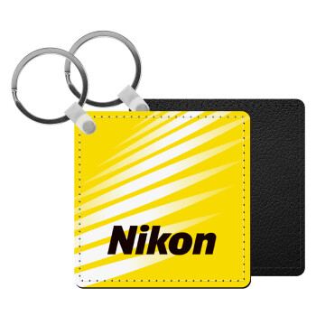 Nikon, Μπρελόκ Δερματίνη, τετράγωνο ΜΑΥΡΟ (5x5cm)