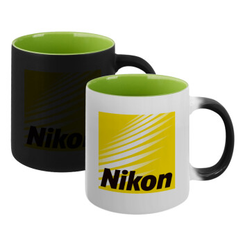 Nikon, Κούπα Μαγική εσωτερικό πράσινο, κεραμική 330ml που αλλάζει χρώμα με το ζεστό ρόφημα (1 τεμάχιο)