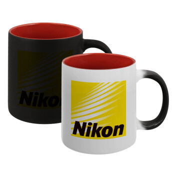 Nikon, Κούπα Μαγική εσωτερικό κόκκινο, κεραμική, 330ml που αλλάζει χρώμα με το ζεστό ρόφημα (1 τεμάχιο)