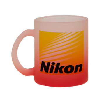 Nikon, Κούπα γυάλινη δίχρωμη με βάση το κόκκινο ματ, 330ml