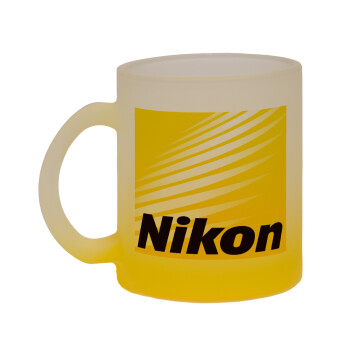 Nikon, Κούπα γυάλινη δίχρωμη με βάση το κίτρινο ματ, 330ml
