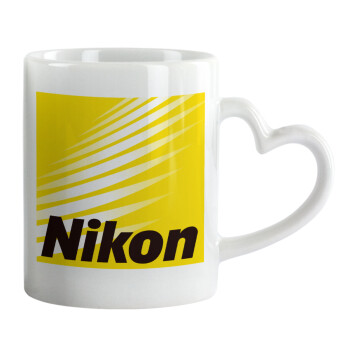 Nikon, Κούπα καρδιά χερούλι λευκή, κεραμική, 330ml