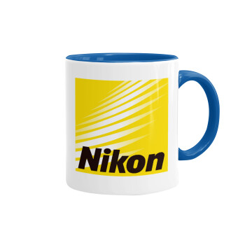 Nikon, Mug colored blue, ceramic, 330ml