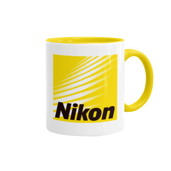 Nikon, Κούπα χρωματιστή κίτρινη, κεραμική, 330ml