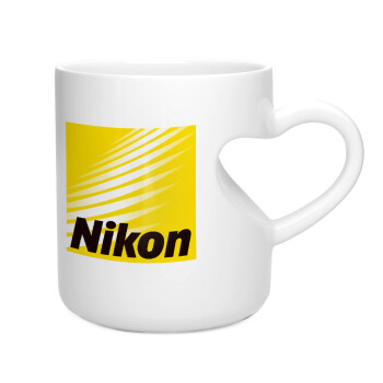 Nikon, Κούπα καρδιά λευκή, κεραμική, 330ml