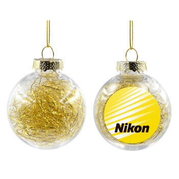 Nikon, Χριστουγεννιάτικη μπάλα δένδρου διάφανη με χρυσό γέμισμα 8cm
