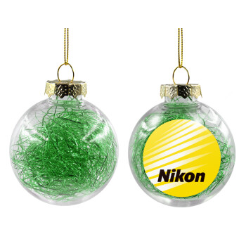 Nikon, Χριστουγεννιάτικη μπάλα δένδρου διάφανη με πράσινο γέμισμα 8cm