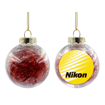 Nikon, Χριστουγεννιάτικη μπάλα δένδρου διάφανη με κόκκινο γέμισμα 8cm