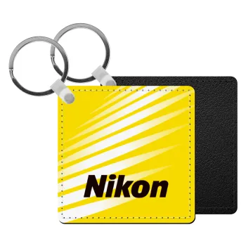 Nikon, Μπρελόκ Δερματίνη, τετράγωνο ΜΑΥΡΟ (5x5cm)