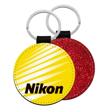 Nikon, Μπρελόκ Δερματίνη, στρογγυλό ΚΟΚΚΙΝΟ (5cm)