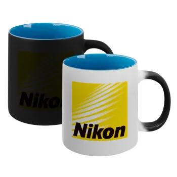 Nikon, Κούπα Μαγική εσωτερικό μπλε, κεραμική 330ml που αλλάζει χρώμα με το ζεστό ρόφημα
