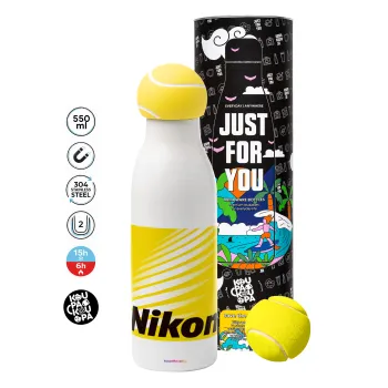 Nikon, Μπάλα τένις μεταλλικό παγούρι θερμός, διπλού τοιχώματος, 550ml