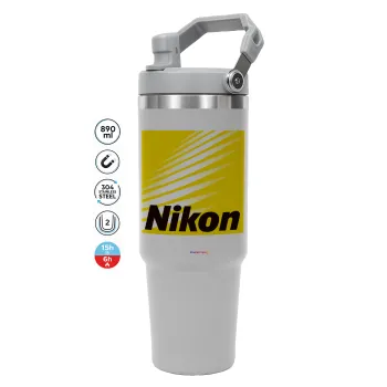 Nikon, GREY color, 890ml (30oz) stainless Steel Tumbler with Handle