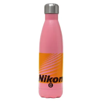 Nikon, Μεταλλικό παγούρι θερμός Ροζ Ματ (Stainless steel), διπλού τοιχώματος, 500ml