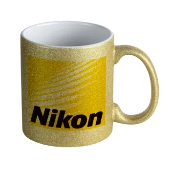 Nikon, Κούπα Χρυσή Glitter που γυαλίζει, κεραμική, 330ml