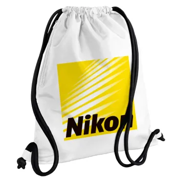 Nikon, Backpack pouch GYMBAG white, with pocket (40x48cm) & thick cords