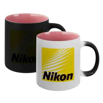 Nikon, Κούπα Μαγική εσωτερικό ΡΟΖ, κεραμική 330ml που αλλάζει χρώμα με το ζεστό ρόφημα