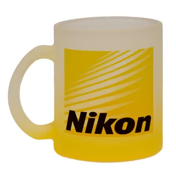 Nikon, Κούπα γυάλινη δίχρωμη με βάση το κίτρινο ματ, 330ml