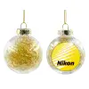 Transparent Christmas tree ball ornament with gold filling 8cm