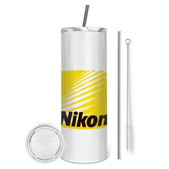 Nikon, Tumbler stainless steel 600ml, with metal straw & cleaning brush